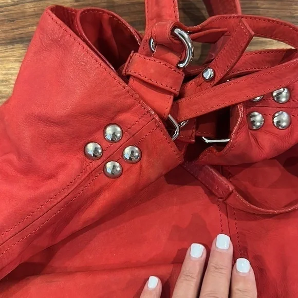 Laura Di Maggio Red Suede Slouchy Crossbody Bag